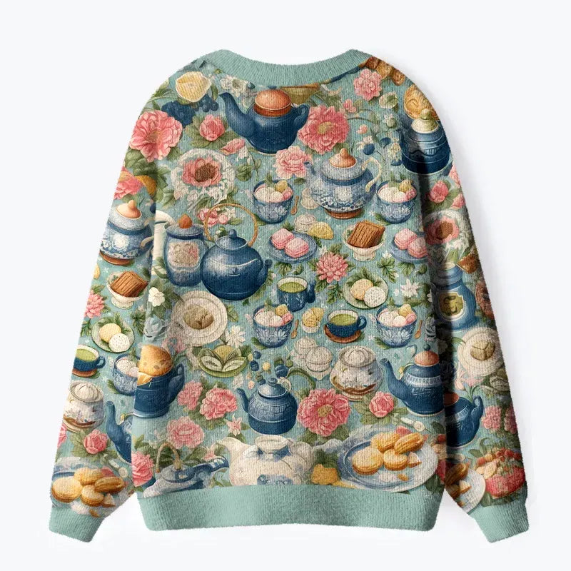 Kyoto-Lion Afternoon Tea Time Ugly Cardigan Sweater