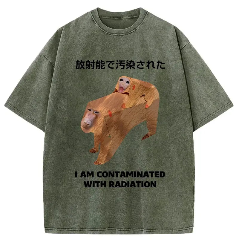 Kyoto-Lion Monkey Contaminated By Radiation Washed T-Shirt