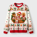 Kyoto-Lion Mouse Bakes Cookies Fuzzy Christmas Ugly Sweatshirt