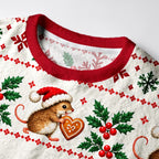 Kyoto-Lion Mouse Bakes Cookies Fuzzy Christmas Ugly Sweatshirt