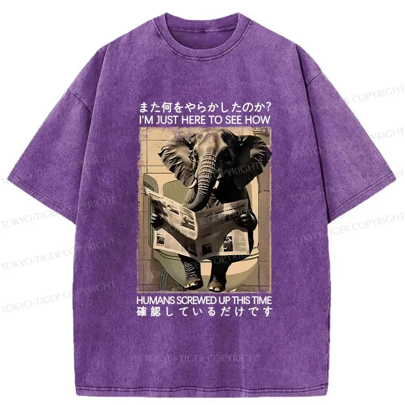 Funny Elephant Reading Newspaper T-Shirt
