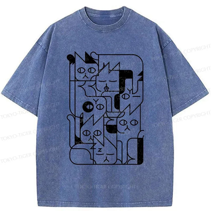 Kyoto-Lion abstract cat funny washed t-shirt