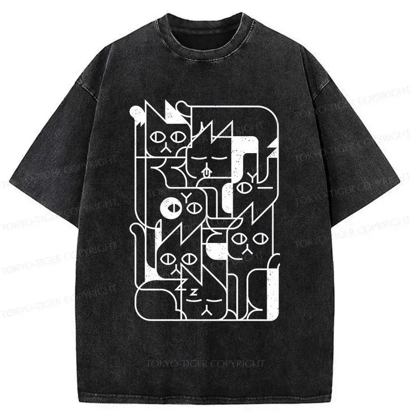 Japanese vintage cat t-shirt for streetwear