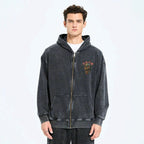 Kyoto-Lion Terrifying And Disgusting Skull Washed Zip Hoodie