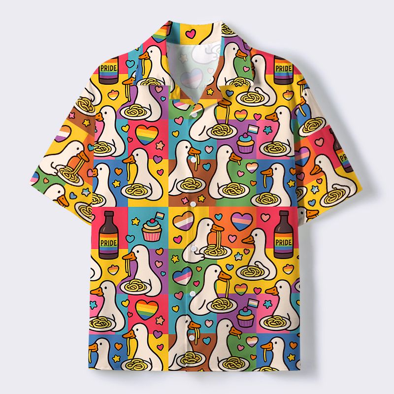 Kyoto-Lion More Spaghetti Less Upsetti Proud Goose Cuban Collar Shirt