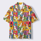 Kyoto-Lion More Spaghetti Less Upsetti Proud Goose Cuban Collar Shirt