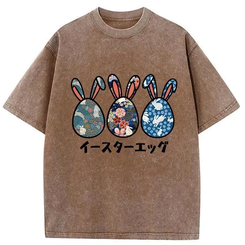 Kyoto-Lion Cute Easter Egg Washed T-Shirt