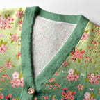 Kyoto-Lion Sakura Blossom Waves Ugly Cardigan Sweater