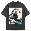 Kyoto-Lion Rabbit Samurai Japan Washed T-Shirt