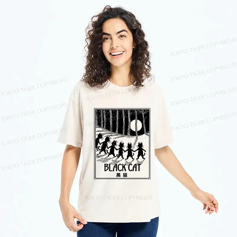 Unisex cotton t-shirt with Japanese cat art