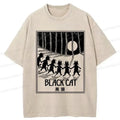 Six black cats ukiyo-e t-shirt for summer