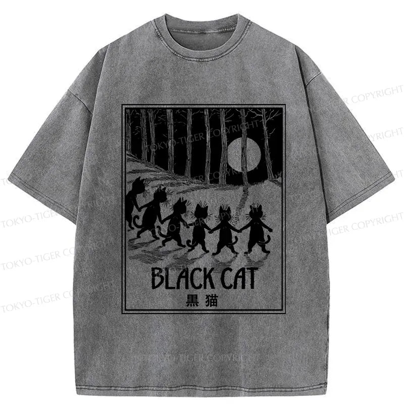 Unisex cotton t-shirt with Japanese cat art