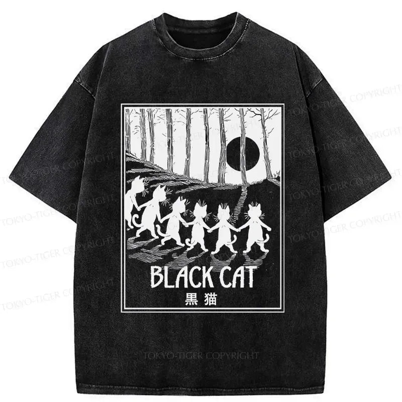 Unisex cotton t-shirt with Japanese cat art