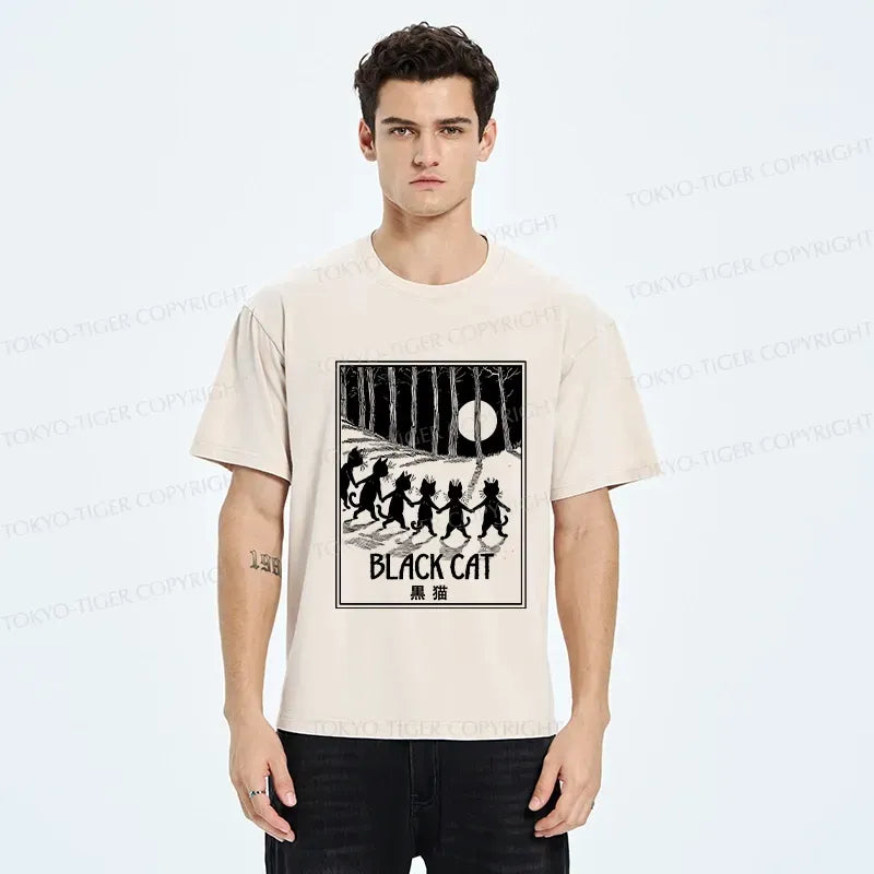 Kyoto-Lion Six Black Cats Washed T-Shirt