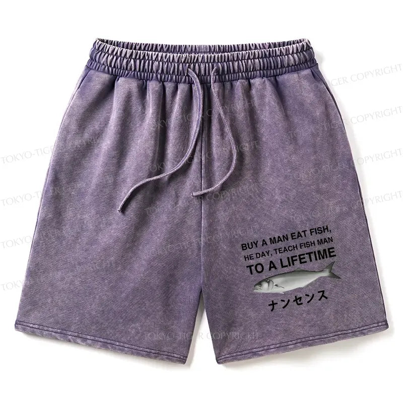 japanese funny washed shorts for daily wear