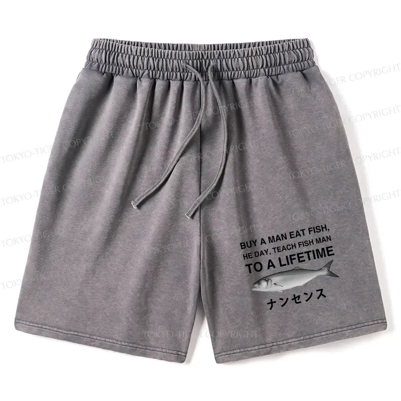 japanese funny washed shorts for daily wear