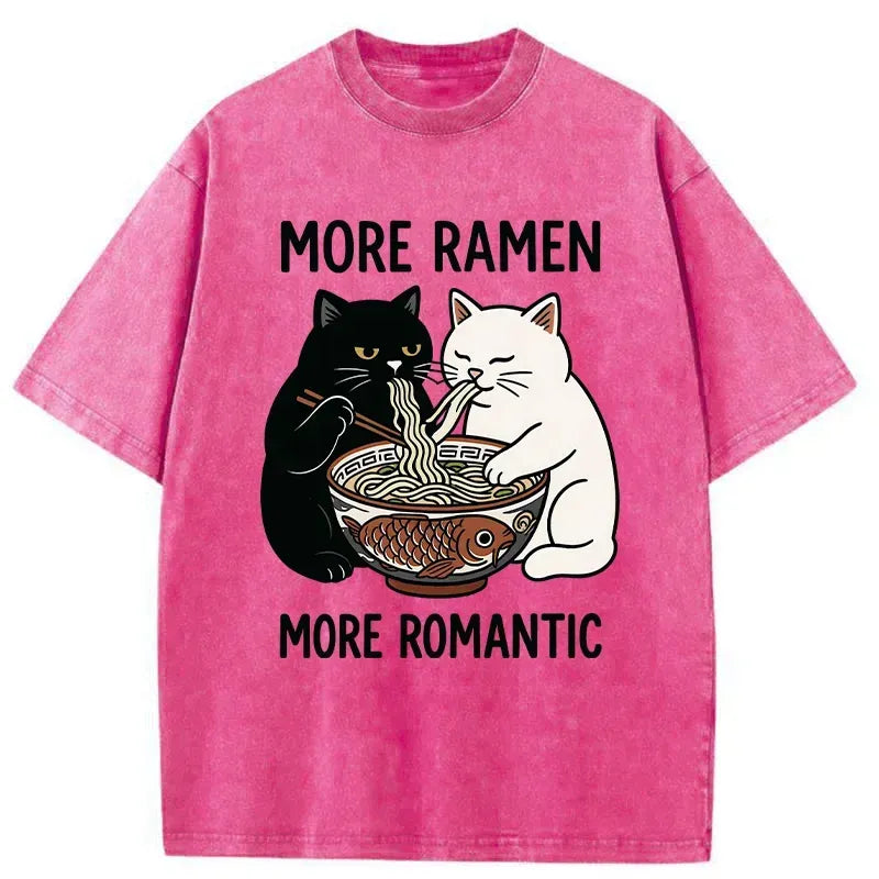 Washed Japanese Cat T-Shirt for Streetwear
