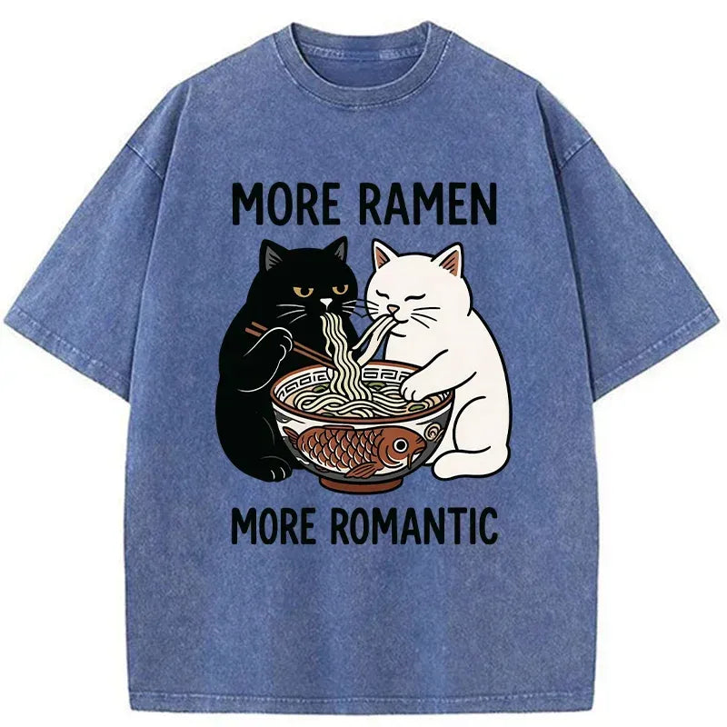 Washed Japanese Cat T-Shirt for Streetwear