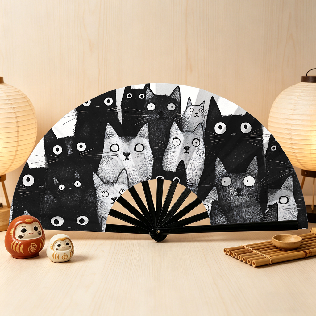 Funny cat face hand fan for stage performance