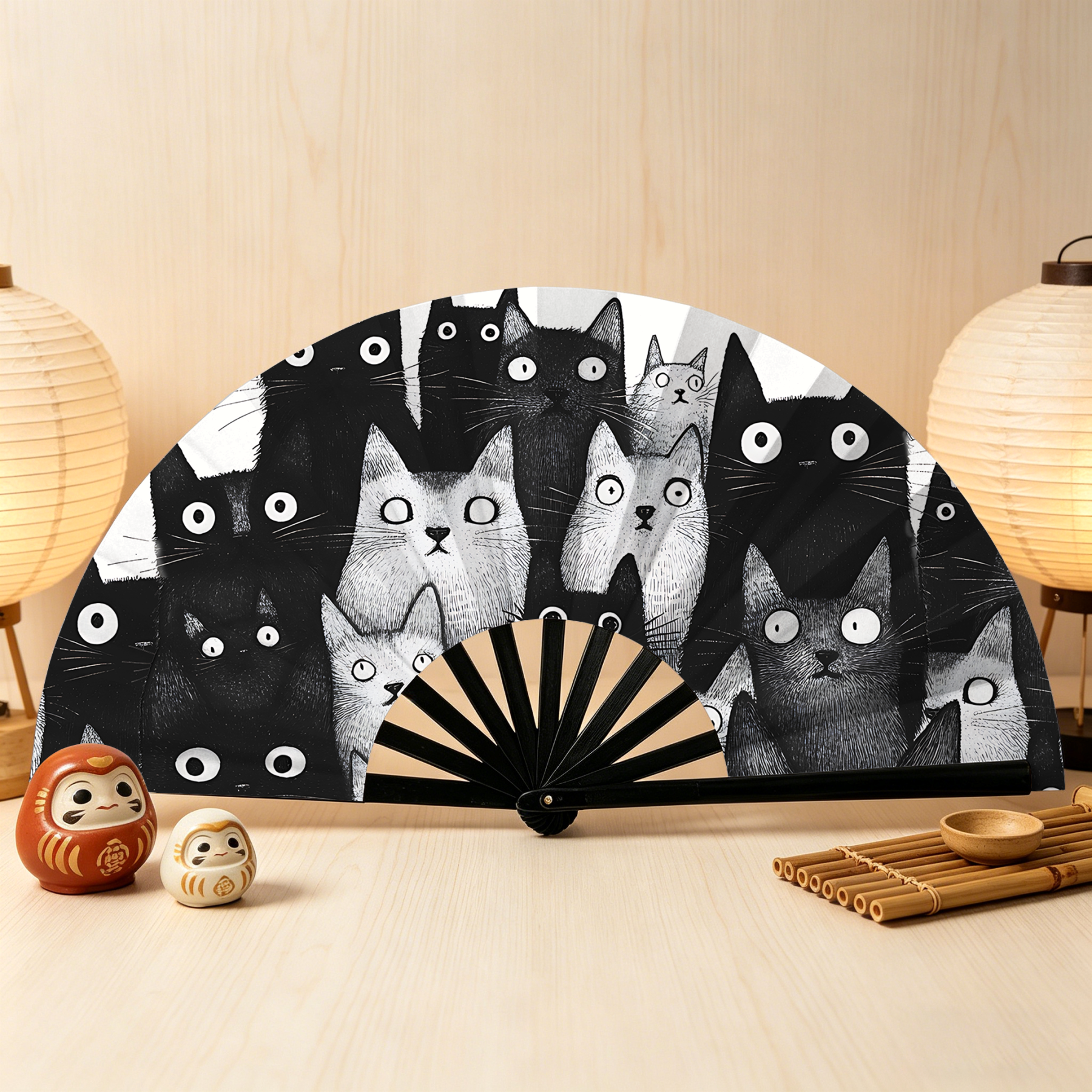 Funny cat face hand fan for stage performance