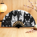 Japanese style cat hand fan for home decor