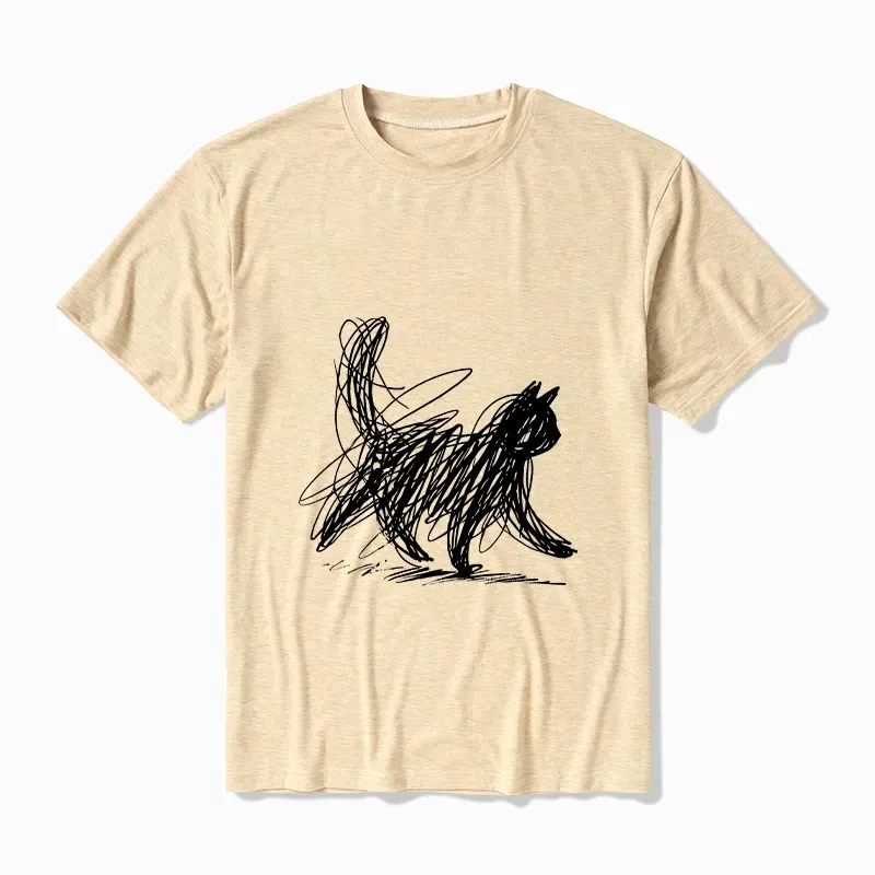 Japanese minimalist cat art t-shirt