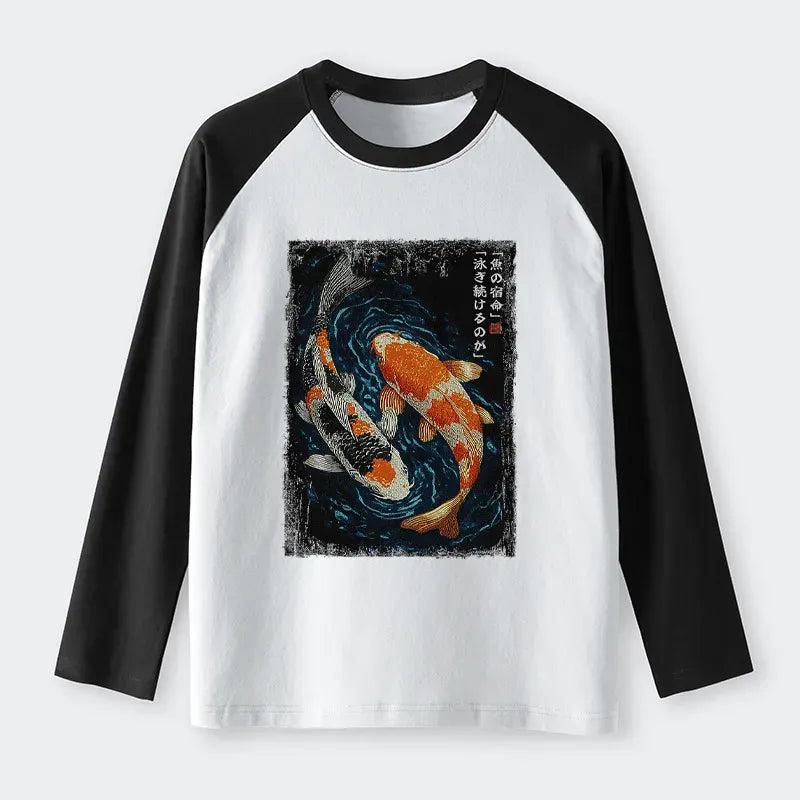 Comfortable Japanese Fish Raglan
