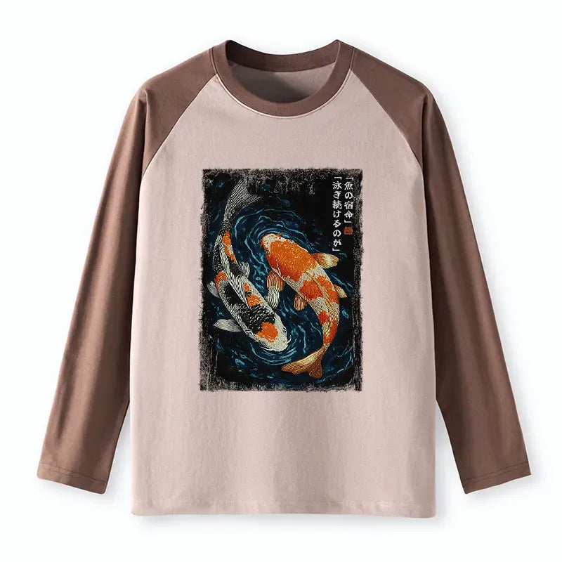 Comfortable Japanese Fish Raglan