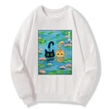 japanese cat lotus pond sweatshirt