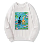 japanese cat lotus pond sweatshirt