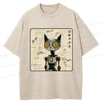 Kyoto-Lion Robot Cat Washed T-Shirt