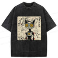Japanese Robot Cat Washed T-Shirt