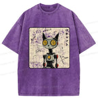 Kyoto-Lion Robot Cat Washed T-Shirt