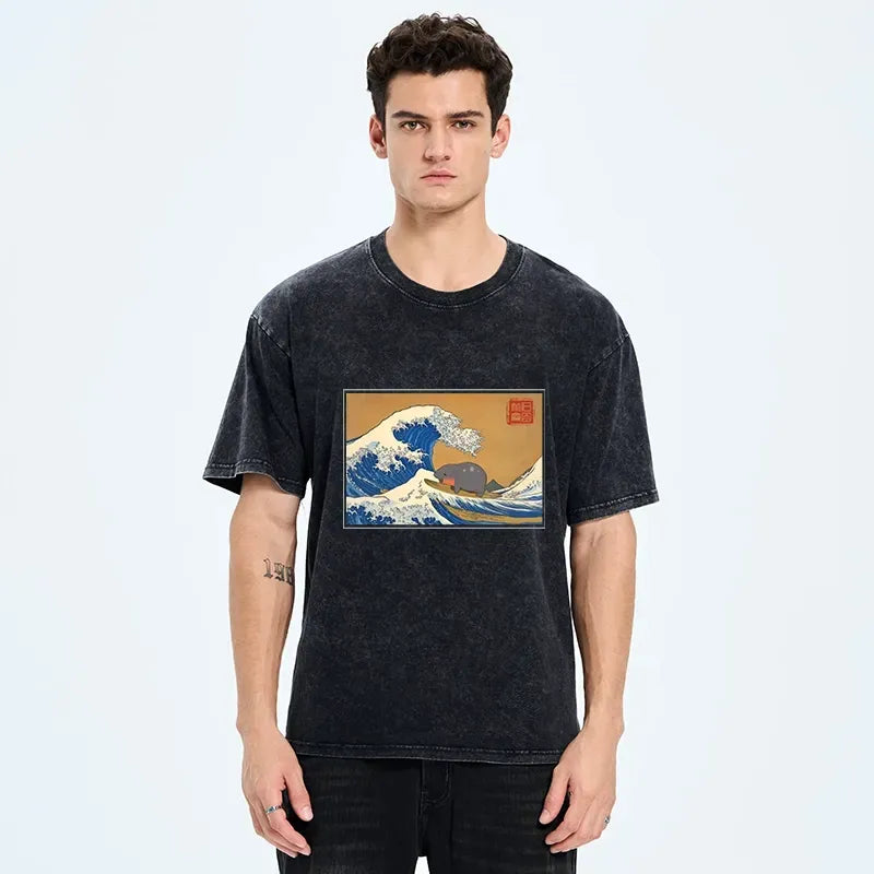 Kyoto-Lion Great Wave Moo Deng Tee Gift Idea