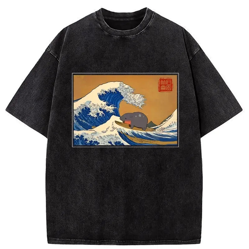 Japanese Ukiyo-e Washed T-Shirt on Sale