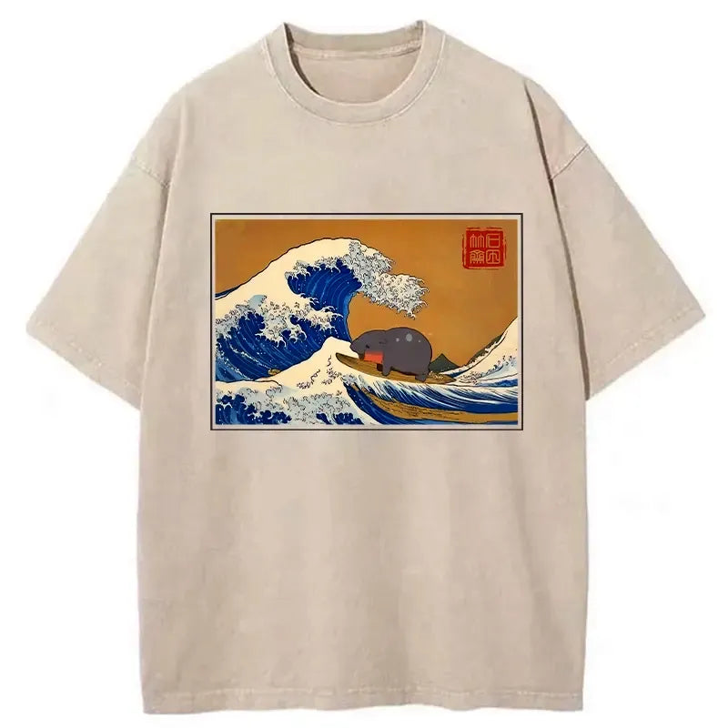 Japanese Ukiyo-e Washed T-Shirt on Sale