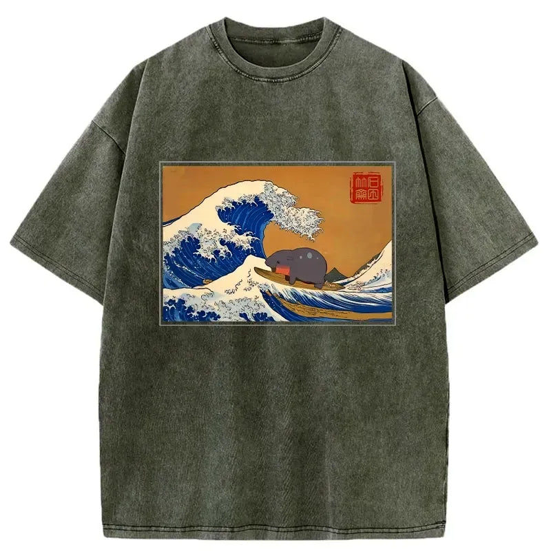 Kyoto-Lion Great Wave Moo Deng Tee Gift Idea