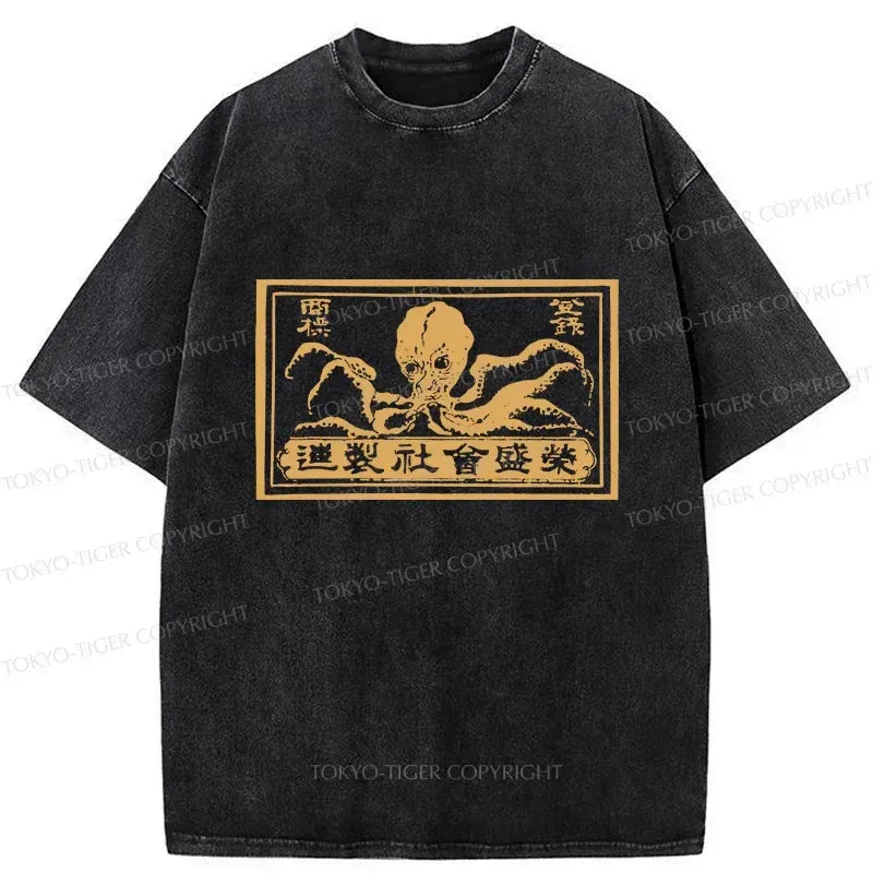 Japanese Woodcut Octopus T-Shirt On Sale