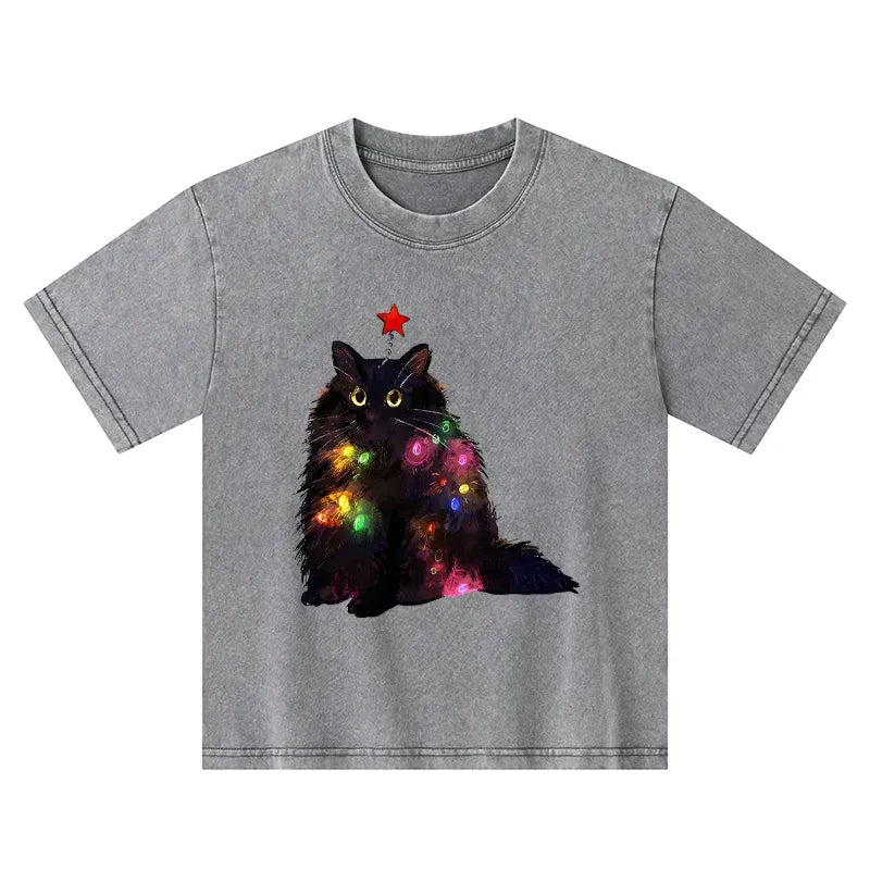 Unisex Japanese Cat T-Shirt for Kids Streetwear