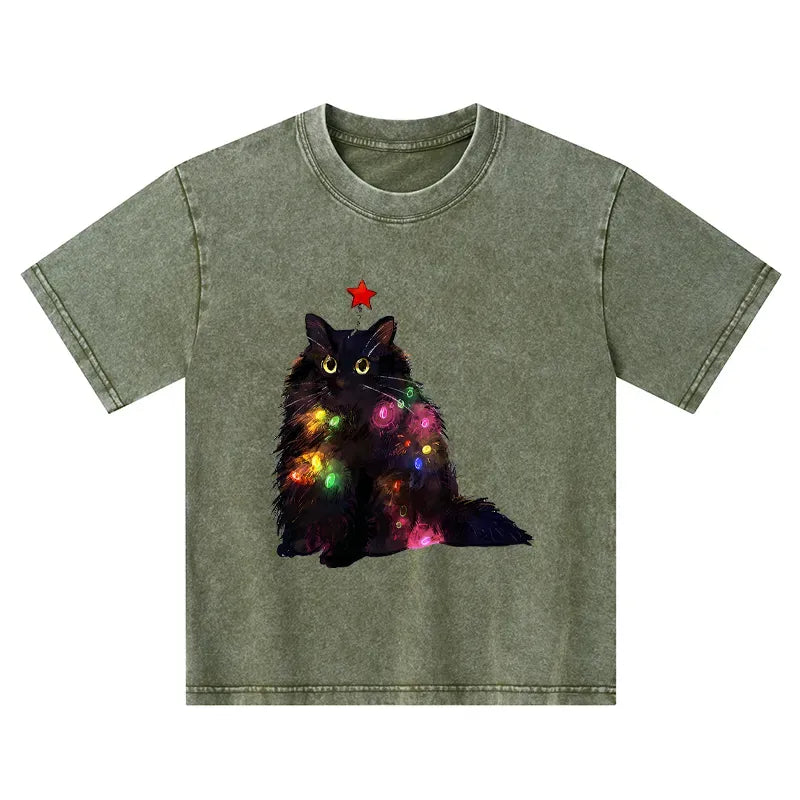 Unisex Japanese Cat T-Shirt for Kids Streetwear