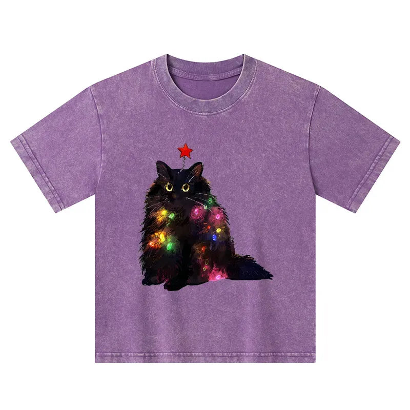 Unisex Japanese Cat T-Shirt for Kids Streetwear
