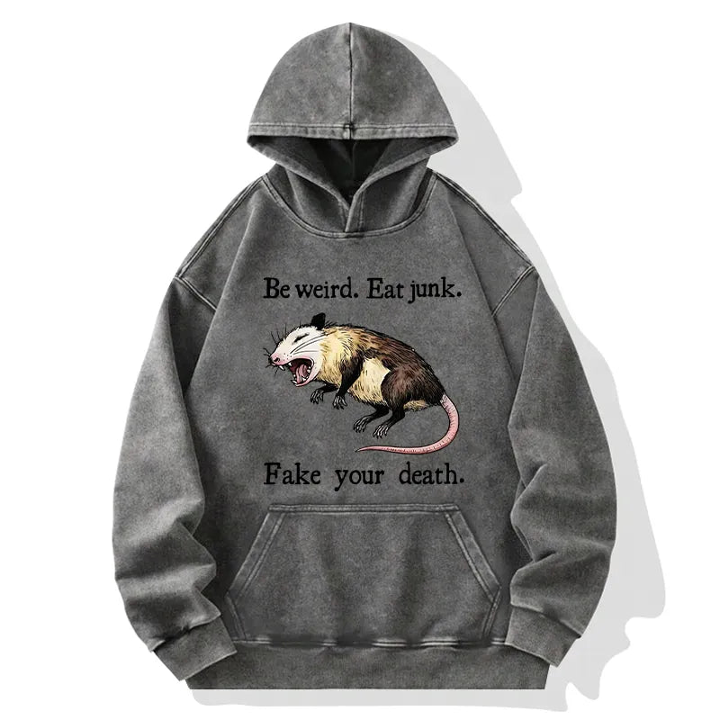 Possum Playing Dead Washed Hoodie