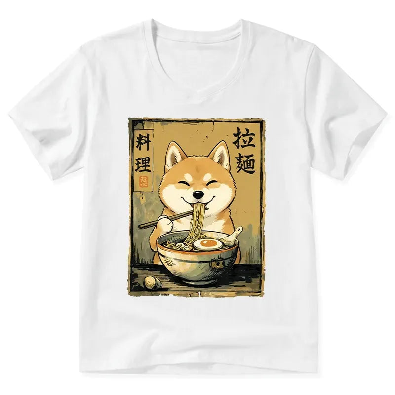 Trendy Kyoto Lion Shiba Ramen Casual T-Shirt