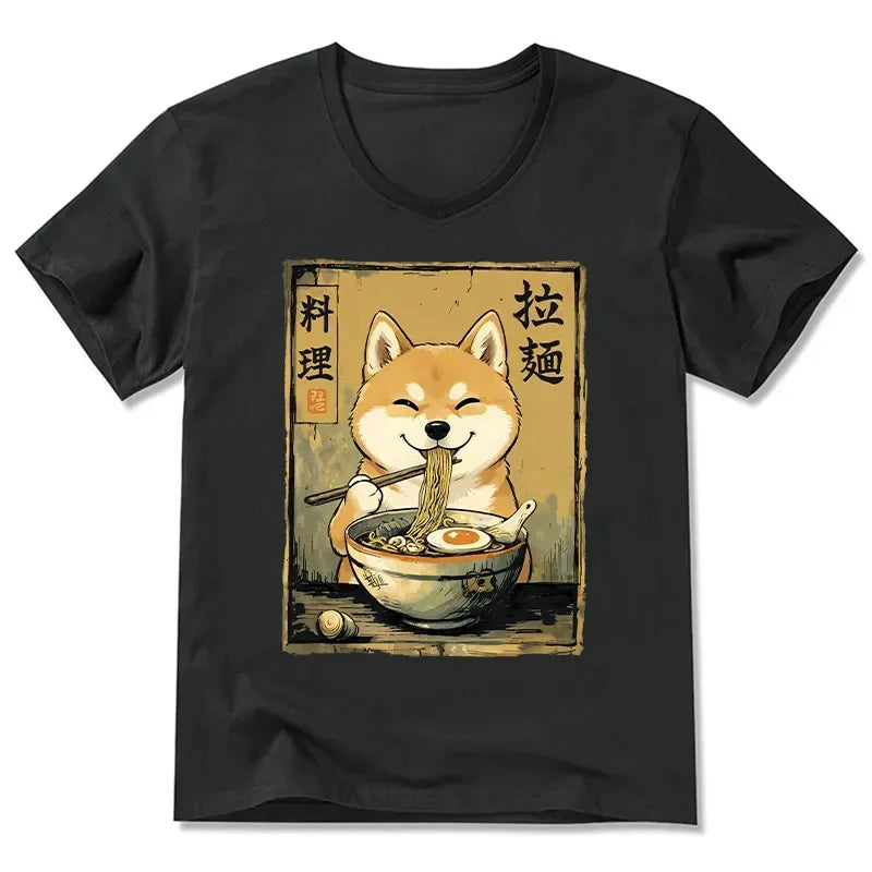 Trendy Kyoto Lion Shiba Ramen Casual T-Shirt