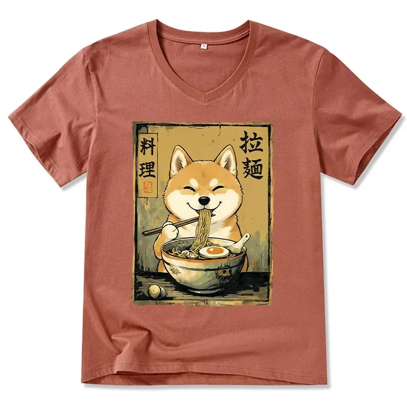 Trendy Kyoto Lion Shiba Ramen Casual T-Shirt