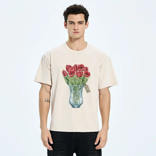 Kyoto-Lion A Bunch Of Tulips Washed T-Shirt