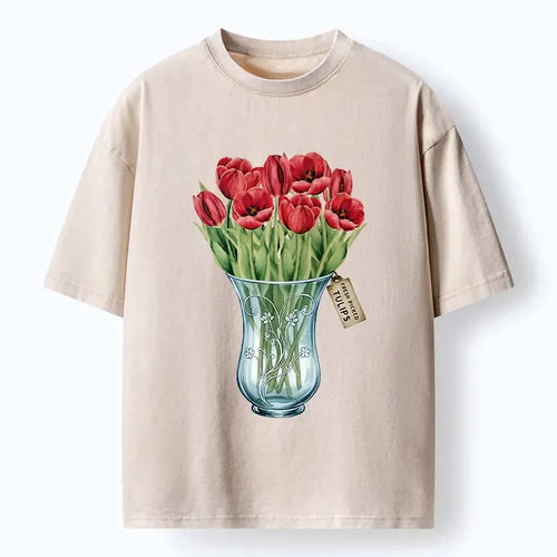 Washed Tulips T-Shirt for Streetwear