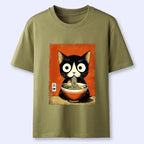 Cute Black Cat Ramen Tee with Free Shipping