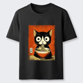 Cute Black Cat Ramen Tee with Free Shipping