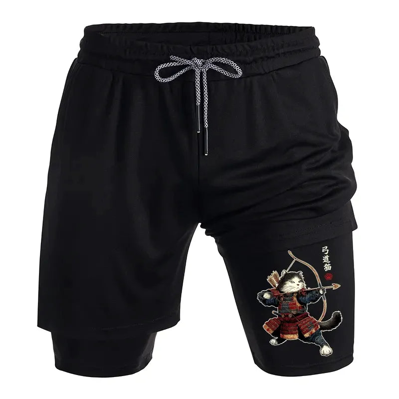 Kyoto-Lion Kyudo Samurai Cat Training Shorts